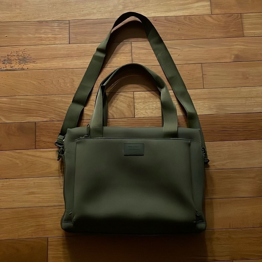 Dagne Dover Neoprene Laptop Bag in Dark Moss - Picture 2 of 12